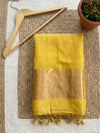 Indiehaat | Pure Handloom Silk Linen Saree Yellow