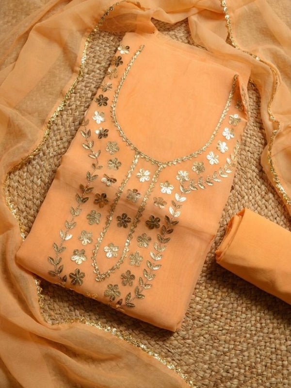 Indiehaat | Organza Silk Gota Patti Suit Set Orange