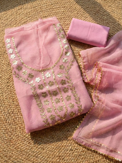 Indiehaat | Organza Silk Gota Patti Suit Set Pink