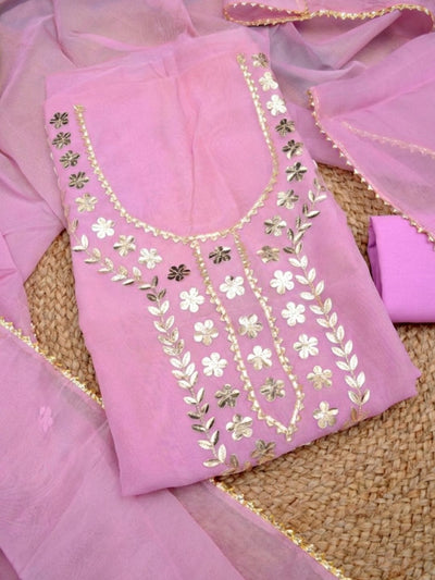 Indiehaat | Organza Silk Gota Patti Suit Set Pink
