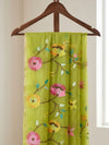 Indiehaat | Muslin Jamdani Silk Saree Handloom Green
