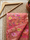 Indiehaat | Muslin Jamdani Silk Saree Handloom Pink