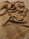 Indiehaat | Muslin Silk Jamdani Sequin Saree Brown