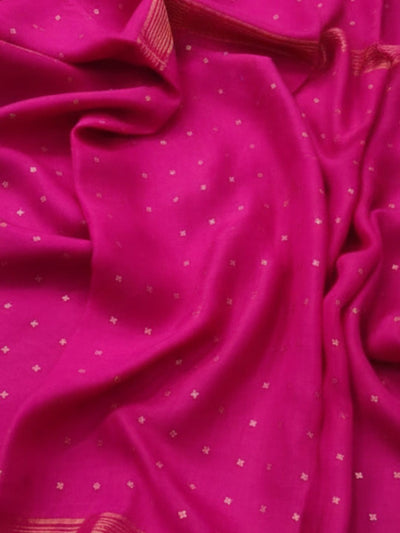 Indiehaat | Muslin Silk Jamdani Sequin Saree Pink