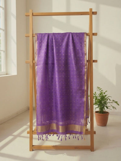 Indiehaat | Muslin Silk Jamdani Sequin Saree Purple