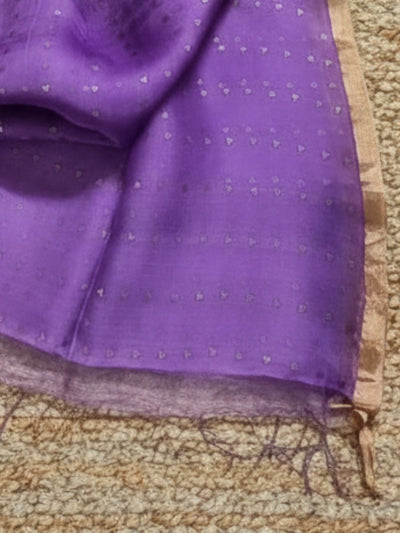 Indiehaat | Muslin Silk Jamdani Sequin Saree Purple