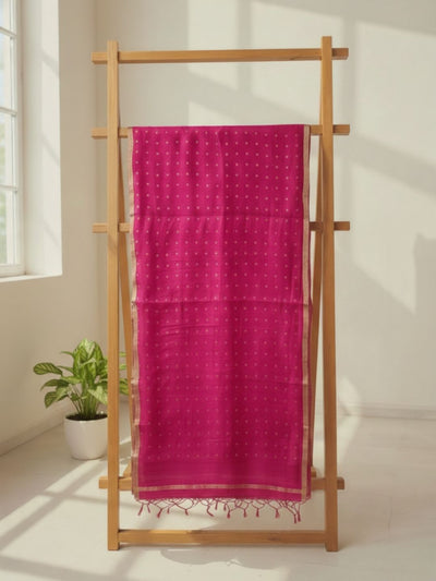 Indiehaat | Muslin Silk Jamdani Sequin Saree Pink