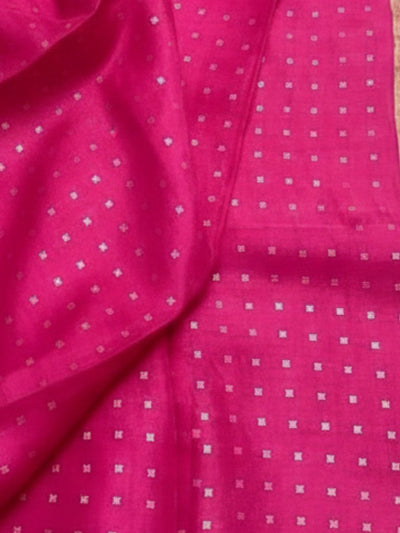 Indiehaat | Muslin Silk Jamdani Sequin Saree Pink