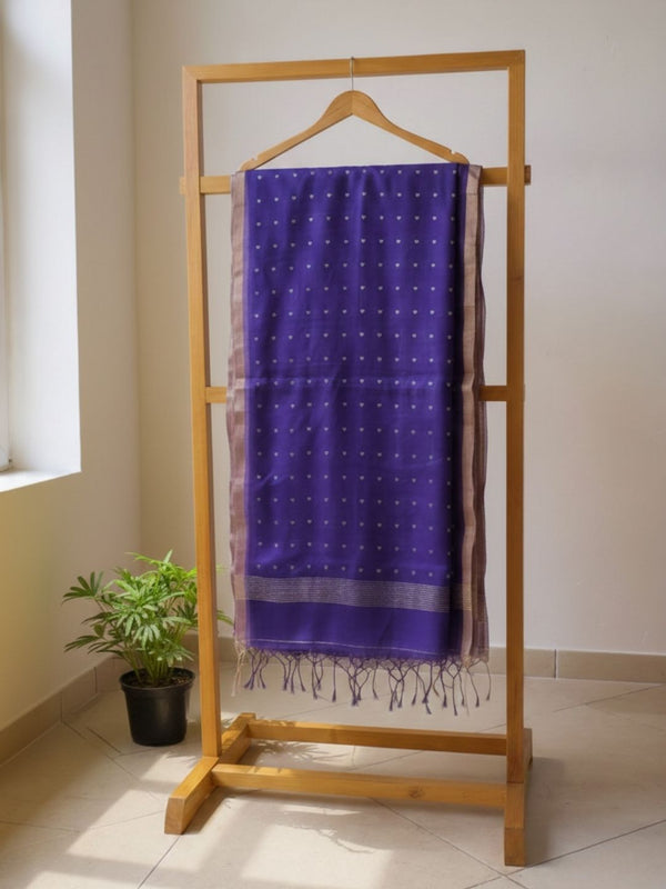 Indiehaat | Muslin Silk Jamdani Sequin Saree Purple