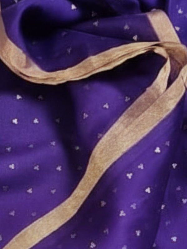 Indiehaat | Muslin Silk Jamdani Sequin Saree Purple