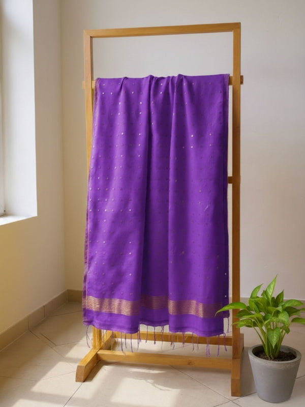 Indiehaat | Muslin Silk Jamdani Sequin Saree Purple