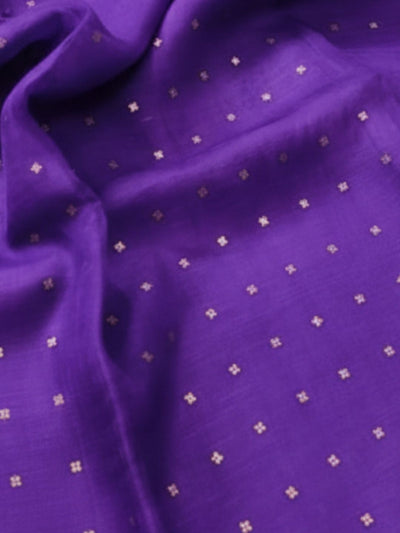 Indiehaat | Muslin Silk Jamdani Sequin Saree Purple
