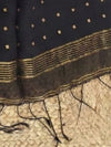 Indiehaat | Muslin Silk Jamdani Sequin Saree Black