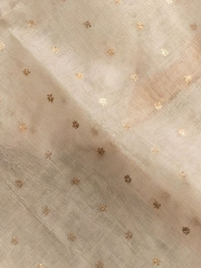 Indiehaat | Muslin Silk Jamdani Sequin Saree White