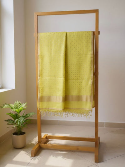 Indiehaat | Muslin Silk Jamdani Sequin Saree Yellow