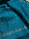 Indiehaat | Muslin Silk Jamdani Sequin Saree Blue