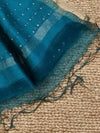 Indiehaat | Muslin Silk Jamdani Sequin Saree Blue