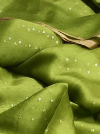 Indiehaat | Muslin Silk Jamdani Sequin Saree Green