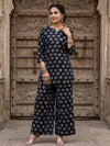 Indiehaat | Blockprinted Cotton Co-Ord Set Black