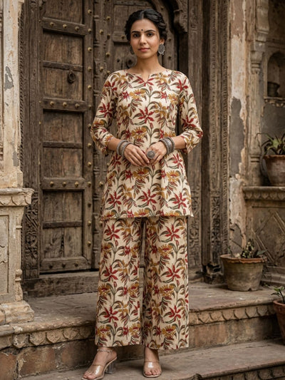 Indiehaat | Blockprinted Cotton Co-Ord Set Beige