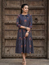 Indiehaat | Blockprinted Cotton Frill Dress Blue