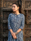Indiehaat | Blockprinted Cotton Frill Dress Blue