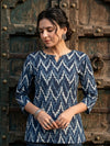 Indiehaat | Handprinted Pure Cotton Top Blue