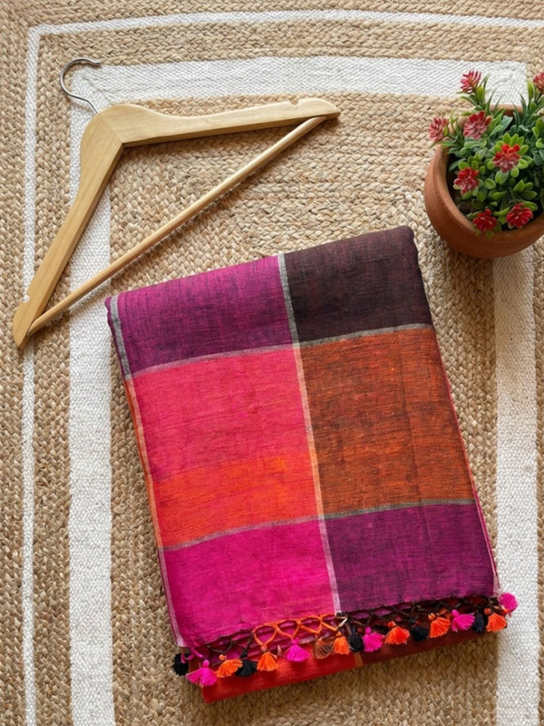 Indiehaat | Pure Linen Handloom Saree 