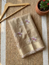 Indiehaat | Kota Doria Semi Silk Embroidery Saree Gold