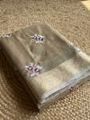Indiehaat | Kota Doria Semi Silk Embroidery Saree Gold
