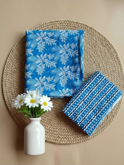 Chaap Pure Cotton Blockprinted Suit Blue (Top & Bottom)