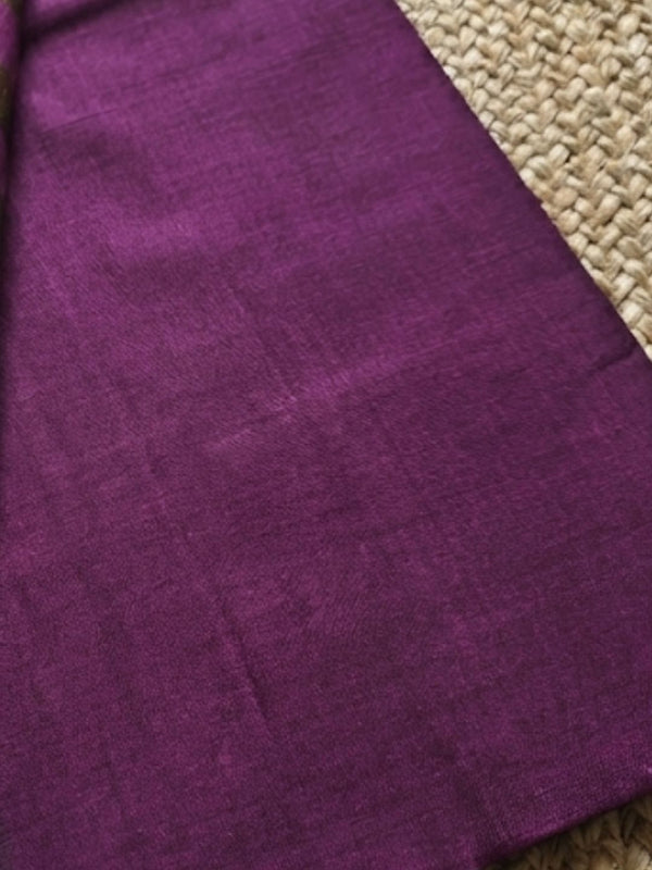 Indiehaat | Pure Cotton Zari Anchal Saree Purple