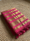 Indiehaat | Pure Cotton Zari Anchal Saree Pink