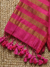 Indiehaat | Pure Cotton Zari Anchal Saree Pink