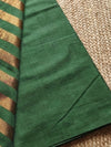 Indiehaat | Pure Cotton Zari Anchal Saree Green