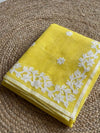 Indiehaat | Noil Kota Cotton Embroidery Saree Yellow