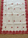 Indiehaat | Noil Kota Cotton Embroidery Saree White
