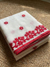 Indiehaat | Noil Kota Cotton Embroidery Saree White