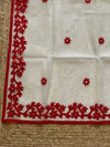 Indiehaat | Noil Kota Cotton Embroidery Saree White