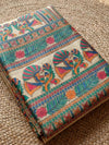 Indiehaat | Ghicha Tussar Madhubani Silk Saree Beige