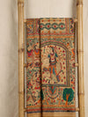 Indiehaat | Ghicha Tussar Madhubani Silk Saree Beige