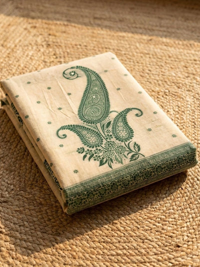 Indiehaat | Jamdani Cotton Suit Material Cream