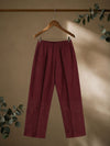 Indiehaat | Pure Cotton Chikankari Stretchable Pants Wine