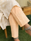 Indiehaat | Pure Cotton Chikankari Stretchable Pants Peach