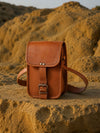 Indiehaat | Pure Leather Mobile Sling Bag Saddle Brown