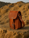 Indiehaat | Pure Leather Mobile Sling Bag Saddle Brown