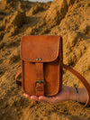 Indiehaat | Pure Leather Mobile Sling Bag Saddle Brown