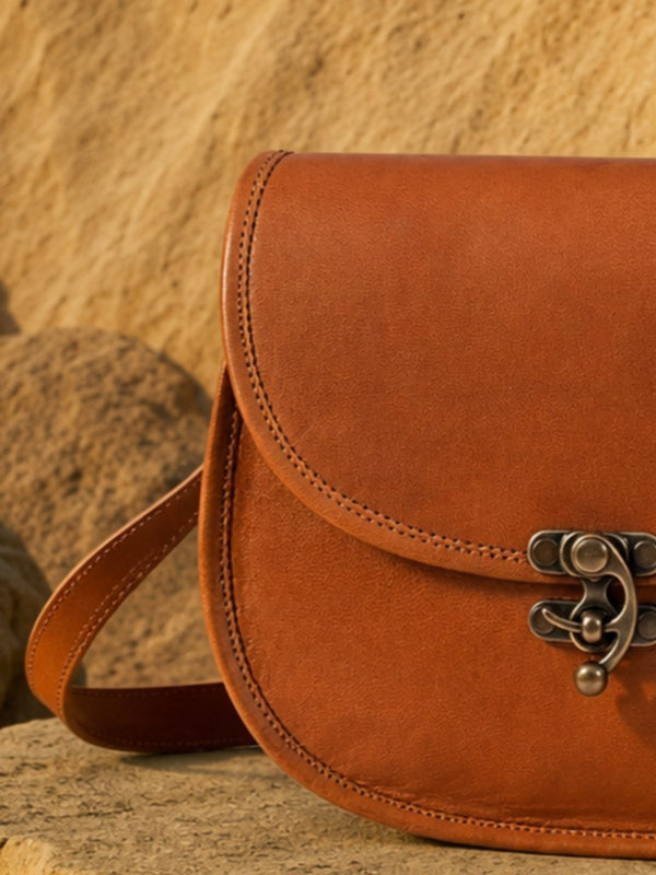 Indiehaat | Pure Leather Matka Sling Bag Walnut Brown