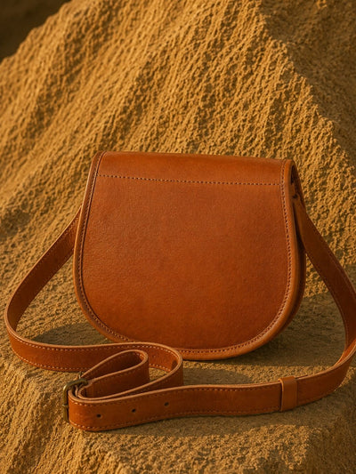 Indiehaat | Pure Leather Matka Sling Bag Camel Brown