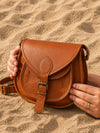 Indiehaat | Pure Leather Matka Sling Bag Camel Brown
